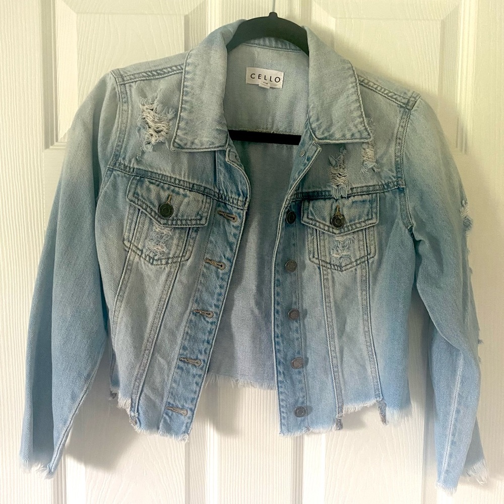 Cello Light Blue Cropped Denim Jacket